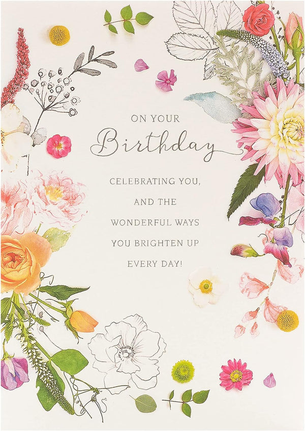 Cute floral birthday greeting card with colorful flowers and delicate design by UK Greetings, perfect for celebrating special occasions.