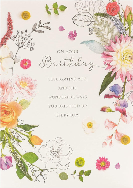 Cute floral birthday greeting card with colorful flowers and delicate design by UK Greetings, perfect for celebrating special occasions.
