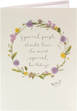 Colorful floral birthday greeting card from the Into The Meadow Range by UK Greetings, featuring vibrant flower designs.