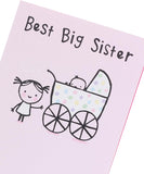 Joyful UK Greetings Big Sister Congratulations Card with colorful design, perfect for celebrating new sibling arrival.