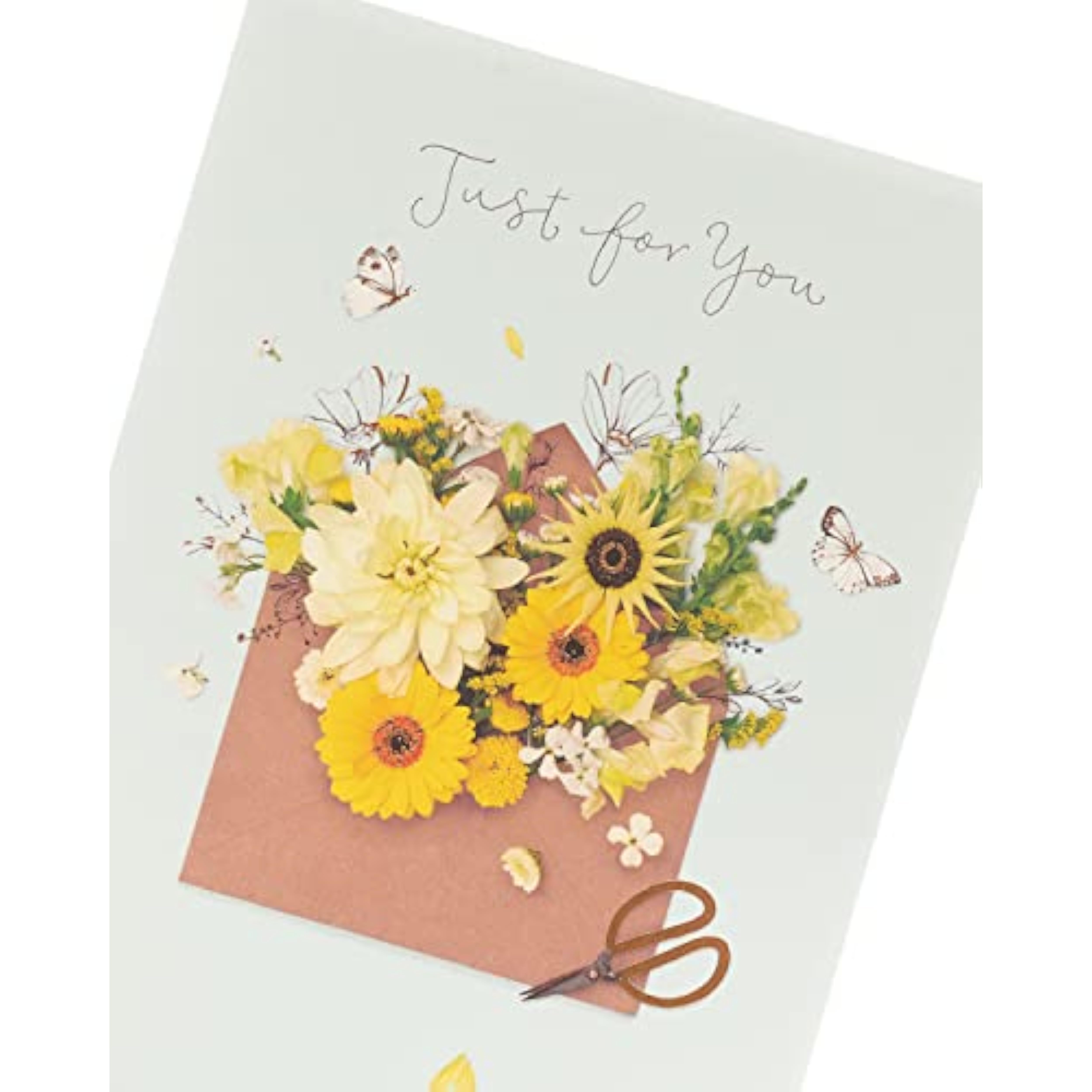 Colorful floral birthday greeting card from UK Greetings featuring vibrant flower illustrations and a heartfelt message inside.