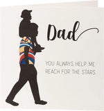 Kindred X Afrotouch birthday greeting card featuring a starry design and heartfelt message for dads from UK Greetings.