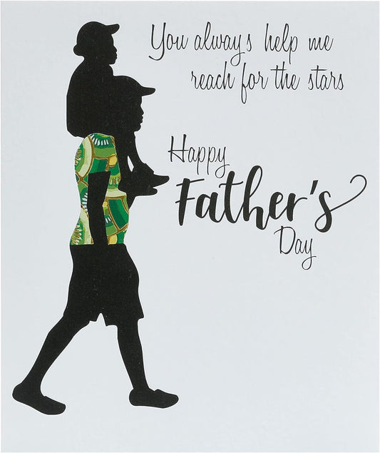 Kindred X Afrotouch Father's Day greeting card featuring starry design and heartfelt message from UK Greetings.