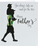 Kindred X Afrotouch Father's Day greeting card featuring starry design and heartfelt message, UK Greetings product.