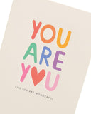 Kindred You Are You Pride Card from UK Greetings featuring colorful rainbow design and heartfelt message for celebrating pride.