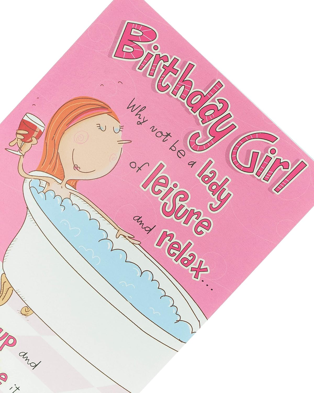 Lady of Leisure Humorous Giggles Girl birthday greeting card, UK Greetings, featuring a playful illustration for celebrating a birthday.