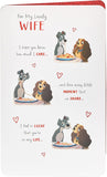Lady & Tramp romantic wife greeting card by UK Greetings featuring classic Disney characters on a heartfelt design.