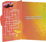 Lightning McQueen 4th birthday greeting card for boys, colorful design featuring Disney Cars character by UK Greetings.