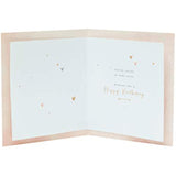 Pink and gold greeting card for daughter’s birthday, featuring elegant design and heartfelt message from UK Greetings.