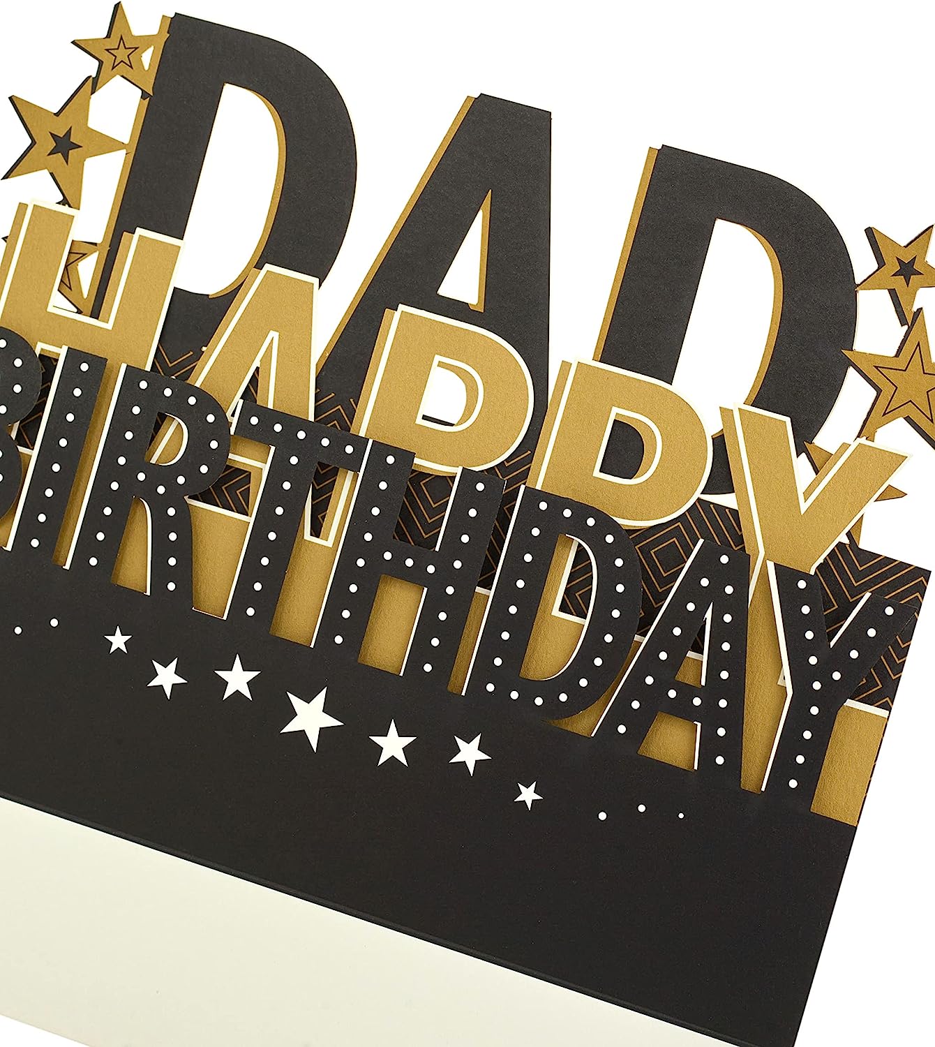 3D pop-up birthday greeting card for Dad with lovely design and lettering, UK Greetings brand, featuring vibrant colors and intricate details.
