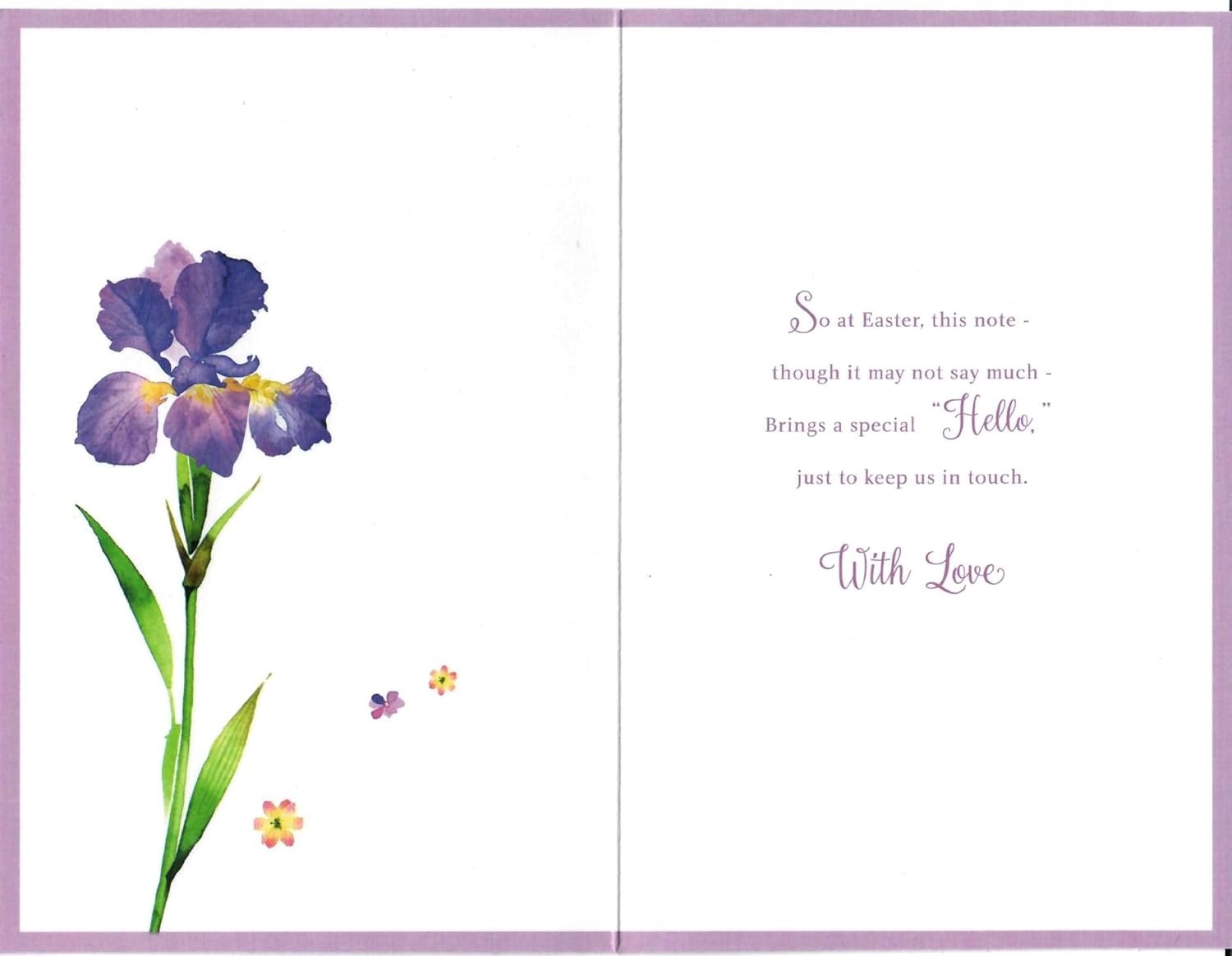 Glitter-finished Easter greeting card featuring a lovely verse design by UK Greetings, with colorful floral accents and festive details.