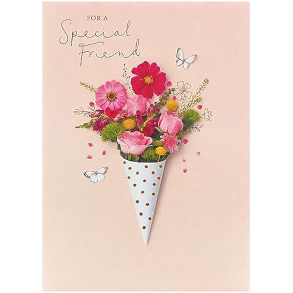 Lucky Friend floral copper birthday greeting card with colorful floral design and elegant copper accents, perfect for celebrating friends.