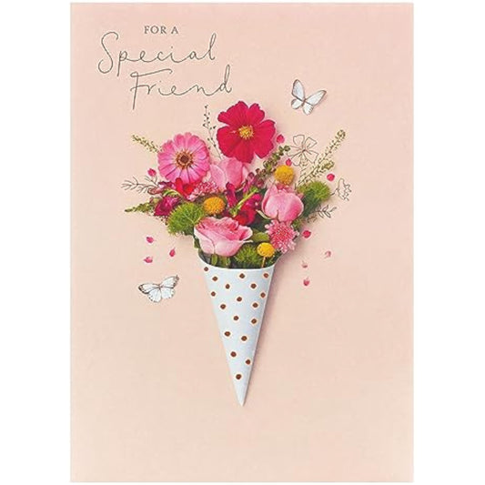 Lucky Friend floral copper birthday greeting card with colorful floral design and elegant copper accents, perfect for celebrating friends.