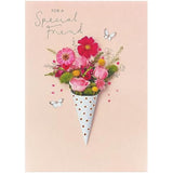 Lucky Friend floral copper birthday greeting card with colorful floral design and elegant copper accents, perfect for celebrating friends.
