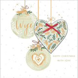 Elegant luxury Christmas greeting card for wife with heartfelt holiday design by UK Greetings, featuring festive red and gold accents.