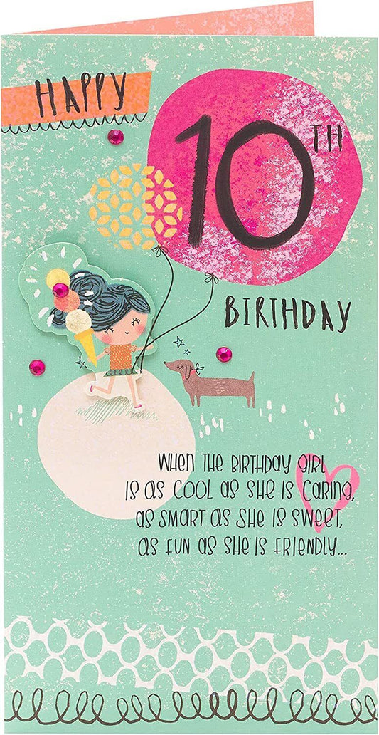 Magical 3D 10th birthday wonder greeting card from UK Greetings with colorful, festive design and 3D elements for celebrating.