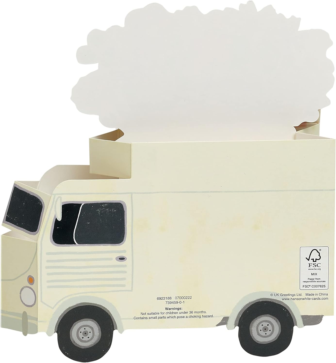 Colorful greeting card featuring a pop-up flower truck design, perfect for special occasions, by UK Greetings.