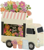 Magical pop-up flower truck greeting card with colorful flower illustrations, ideal for special occasions, by UK Greetings.
