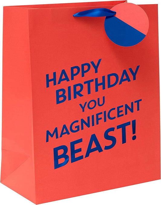 Large greeting card gift bag featuring a majestic beast design, perfect for special occasions, from UK Greetings.