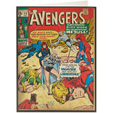 Marvel Avengers vintage comic book greeting card featuring comic-style artwork for birthdays, by UK Greetings.
