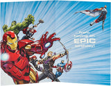 Marvel Awesome Nephew birthday greeting card from UK Greetings featuring colorful superhero-themed design and cheerful message.
