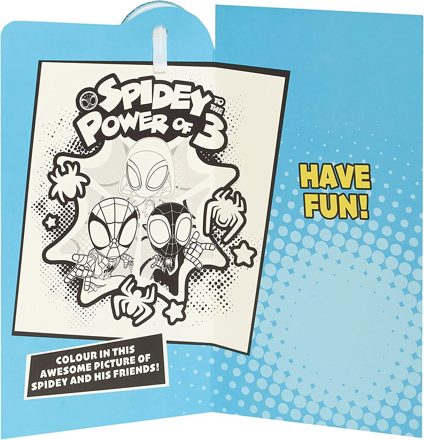 Marvel Spider-Man 3rd birthday greeting card with a Spider-Man badge, featuring colorful superhero design from UK Greetings.