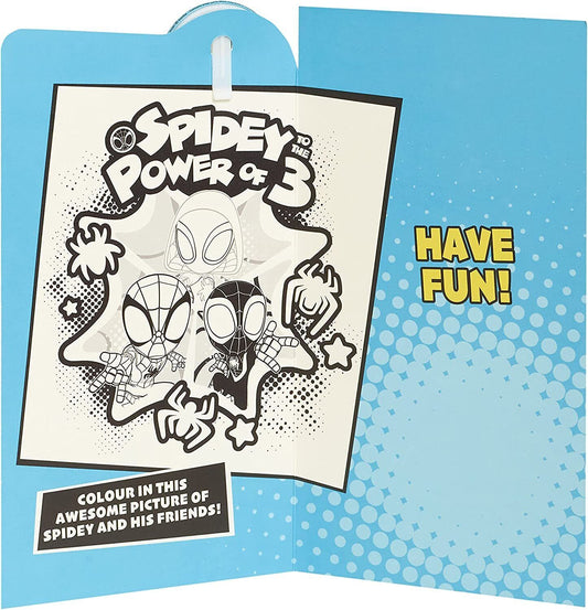 Marvel Spider-Man 3rd birthday greeting card with a Spider-Man badge, featuring colorful superhero design from UK Greetings.