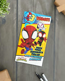 Marvel Spider-Man 3rd birthday greeting card with badge, featuring Spider-Man design and festive birthday elements.