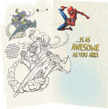Marvel Spider-Man 6th birthday greeting card with badge, featuring Spider-Man character design for kids' celebration.