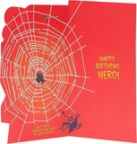 Marvel Spider-Man 8th birthday greeting card by UK Greetings featuring Spider-Man in action, colorful comic-style design.