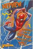 Marvel Spider-Man nephew birthday greeting card from UK Greetings featuring Spider-Man in action on the front.