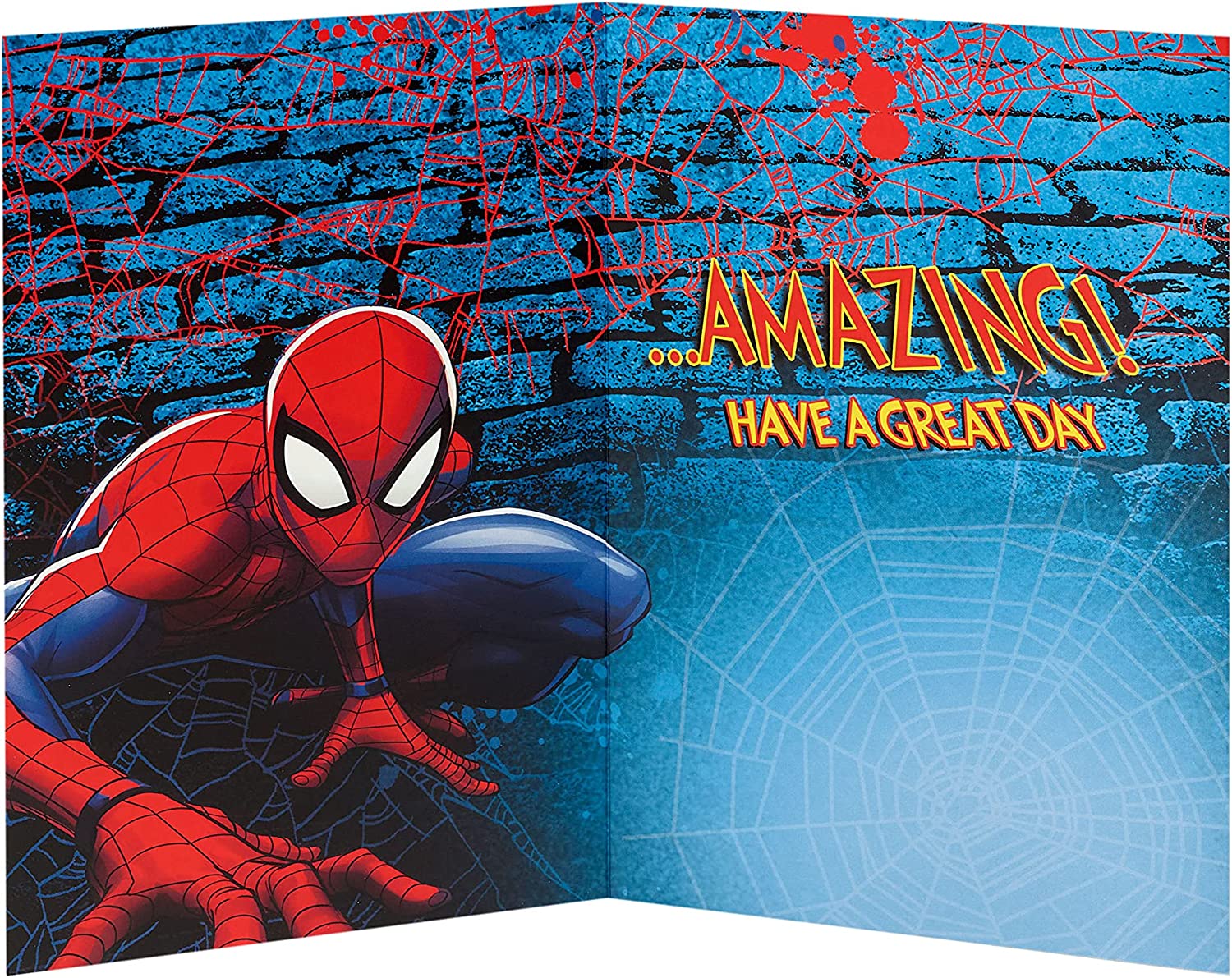 Marvel Spiderman nephew birthday greeting card from UK Greetings featuring Spiderman superhero design and colorful birthday message.