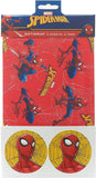 Marvel Spider-Man-themed wrapping paper with two sheets and two tags, perfect for greeting cards and gift wrapping.