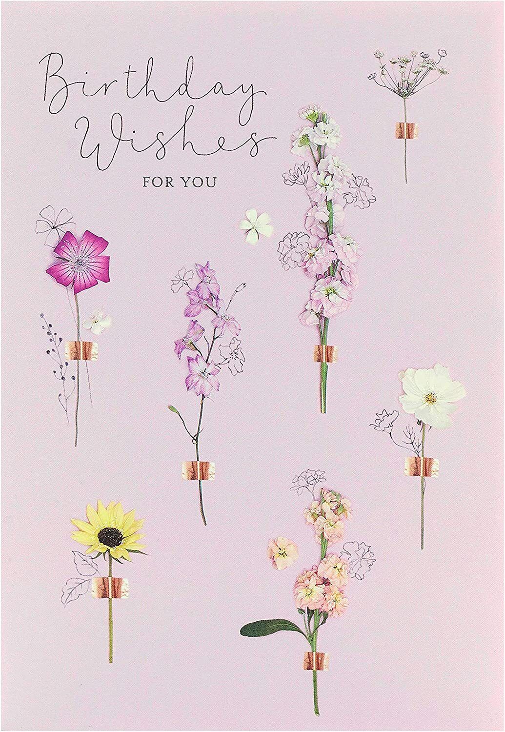 Colorful Meadow Bloom Friend birthday floral greeting card from UK Greetings with vibrant flower illustrations.