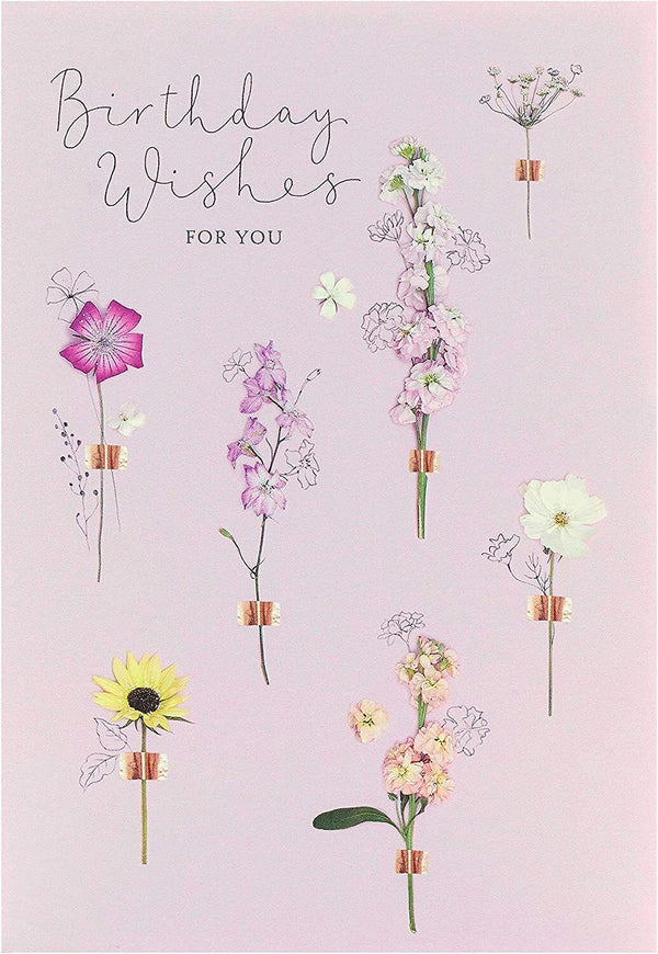 Colorful Meadow Bloom Friend birthday floral greeting card from UK Greetings with vibrant flower illustrations.
