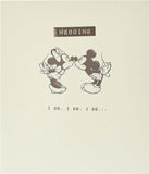 Disney Mickey & Minnie wedding congratulations greeting card by UK Greetings featuring colorful Mickey and Minnie Mouse illustrations.