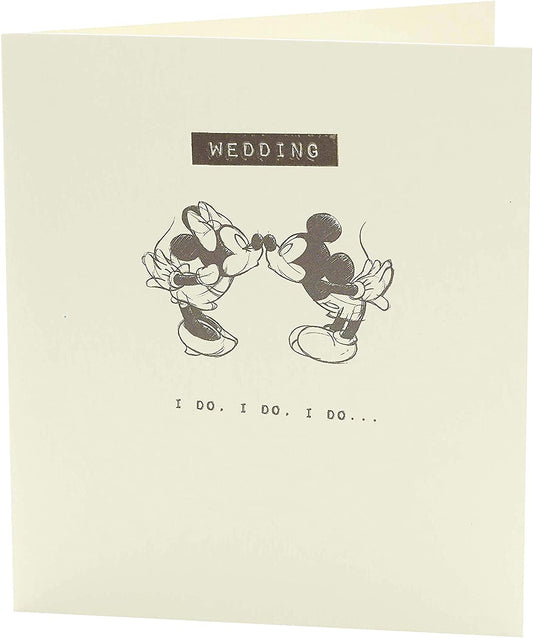 Disney Mickey & Minnie Wedding Congratulations Card by UK Greetings, featuring colorful cartoon characters on a cheerful greeting card.