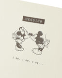 Disney Mickey and Minnie wedding congratulations greeting card by UK Greetings featuring colorful cartoon characters and festive design.