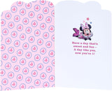 Pink Minnie Mouse 1st birthday greeting card by UK Greetings featuring cheerful Minnie illustration and festive design.