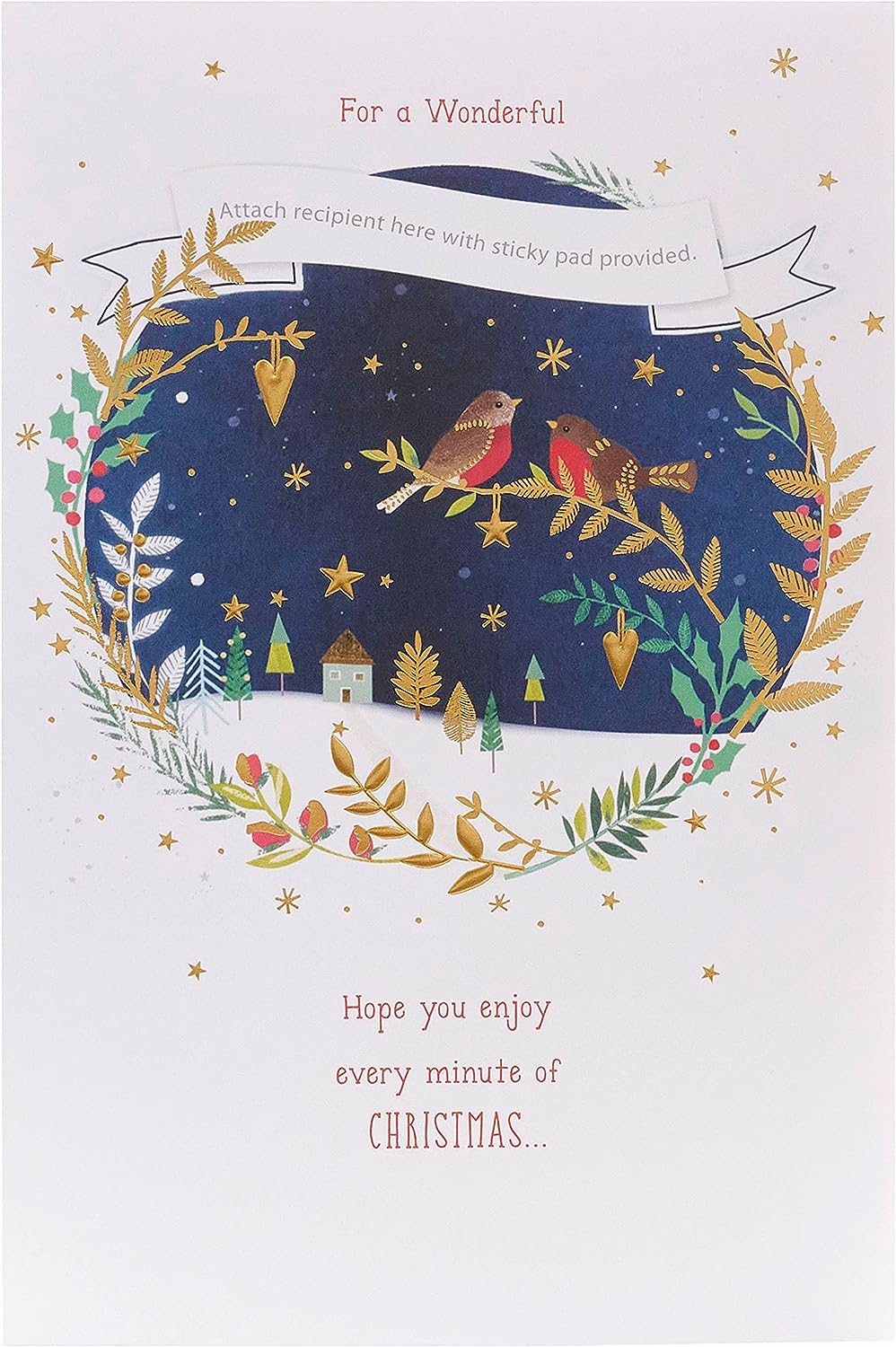 Multi-caption Christmas greeting card for daughter from UK Greetings, featuring festive holiday design and heartfelt messages.