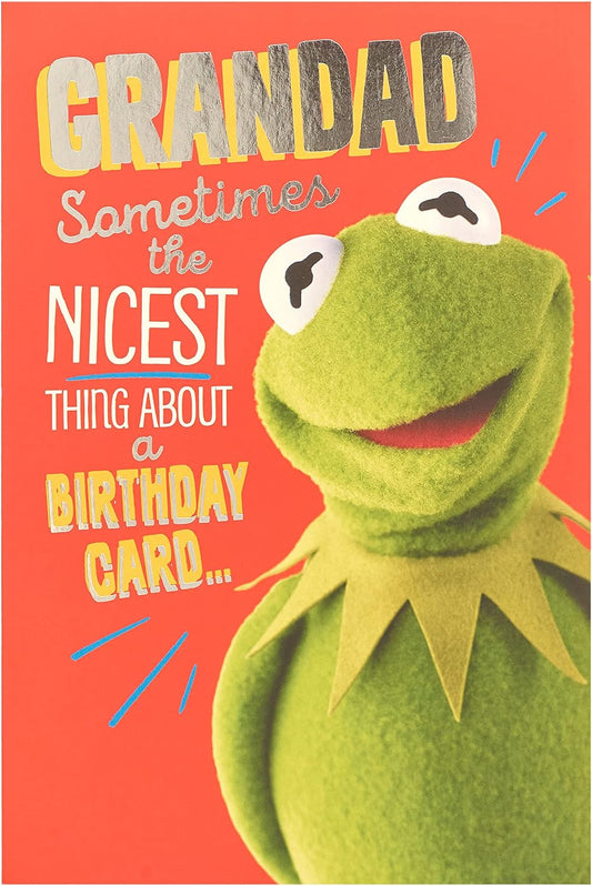 Muppets Kermit the Frog grandad birthday greeting card with colorful cartoon design from UK Greetings