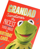 Muppets Kermit Grandad birthday greeting card by UK Greetings featuring Kermit the Frog with festive design.