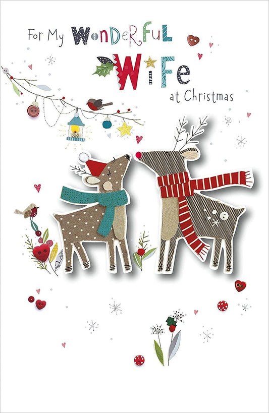 My Wonderful Wife Christmas greeting card from UK Greetings featuring a heartfelt festive love message and decorative design.