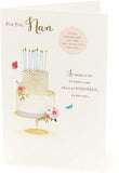 Personalized Nan birthday greeting card with a heartfelt verse, available for 40th to 90th age, featuring UK Greetings branding.