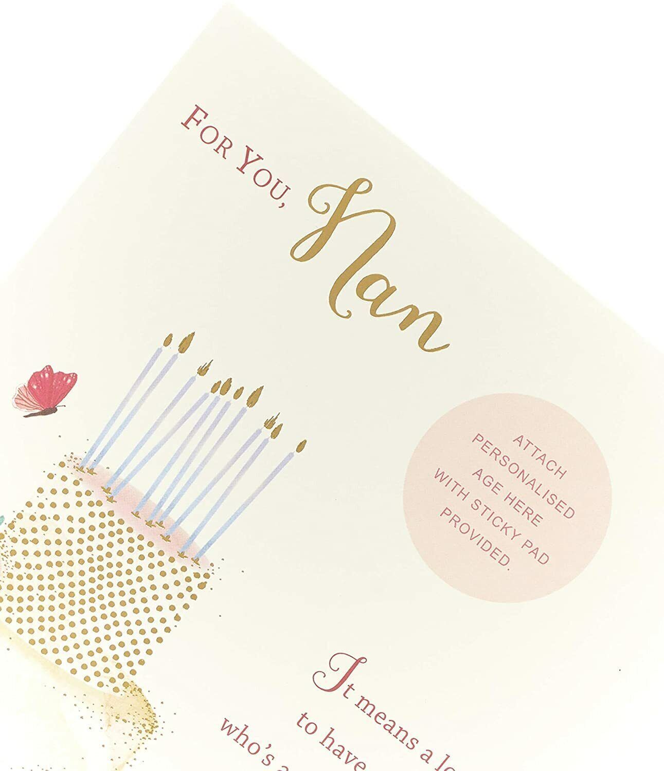 Personalized Nan birthday greeting card from UK Greetings with a heartfelt verse, available for 40th to 90th age celebrations.
