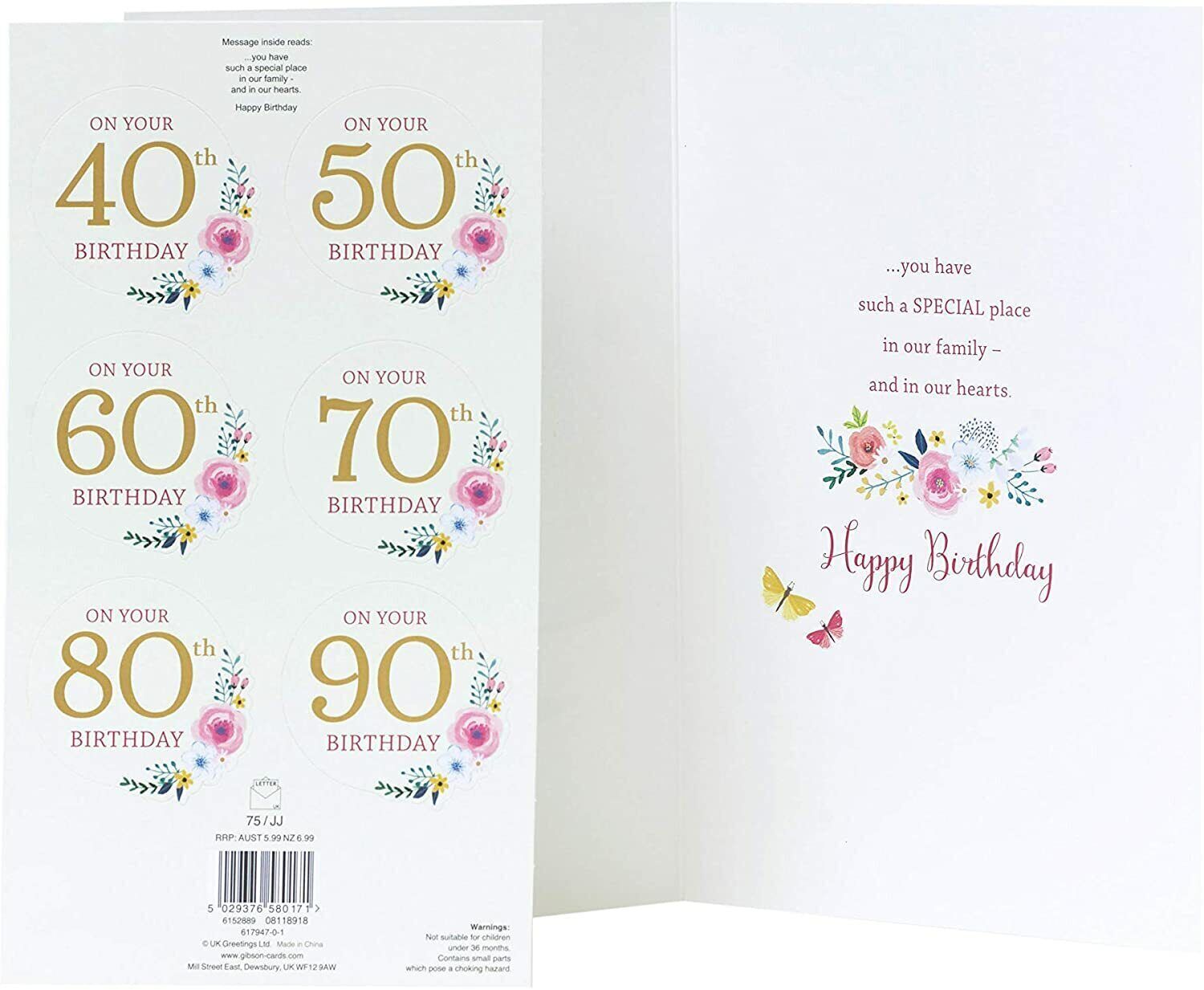 Personalised Nan birthday greeting card with a heartfelt verse, available for 40th to 90th age, UK Greetings brand.