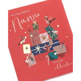 Nanna’s Magical Christmas greeting card featuring presents and gold wishes design by UK Greetings.