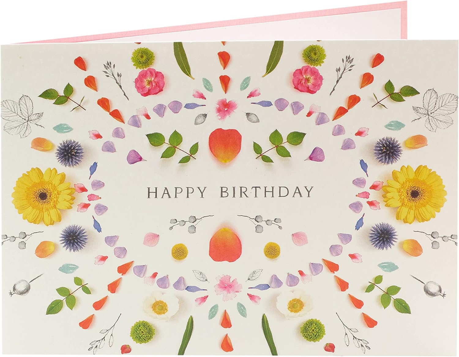 Colorful Nature Mandela design greeting card by UK Greetings featuring intricate floral patterns and vibrant birthday message.