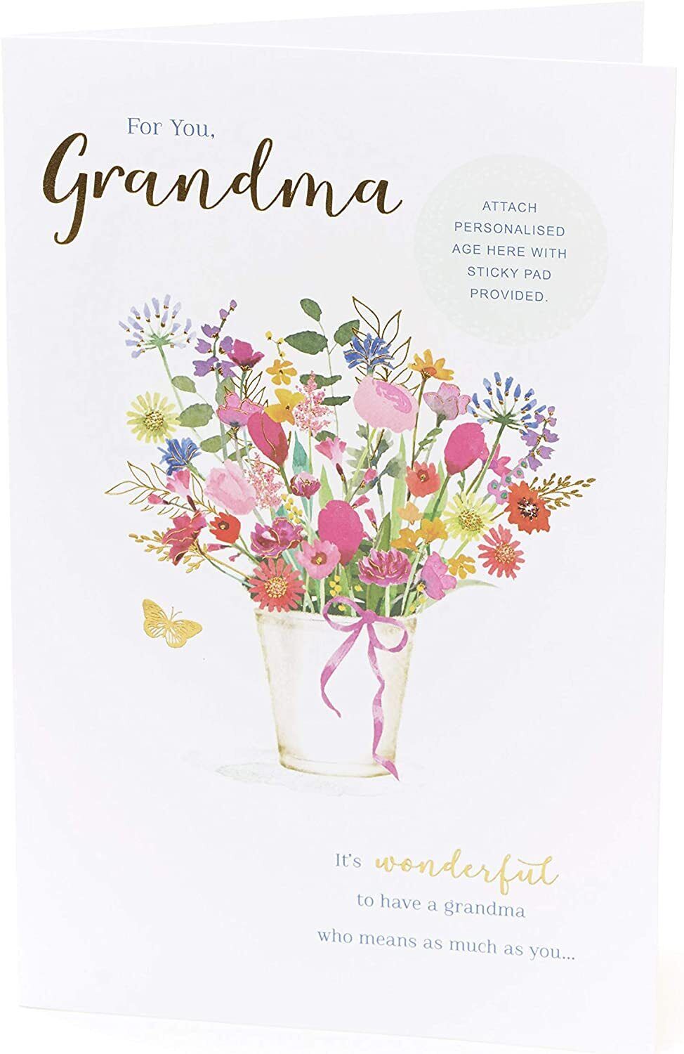 Personalized Grandma milestone birthday greeting card with cheerful design from UK Greetings, featuring heartfelt message for special occasions.