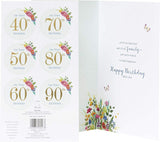 Personalized Grandma Milestone Birthday Card from UK Greetings with colorful floral design and heartfelt message inside.